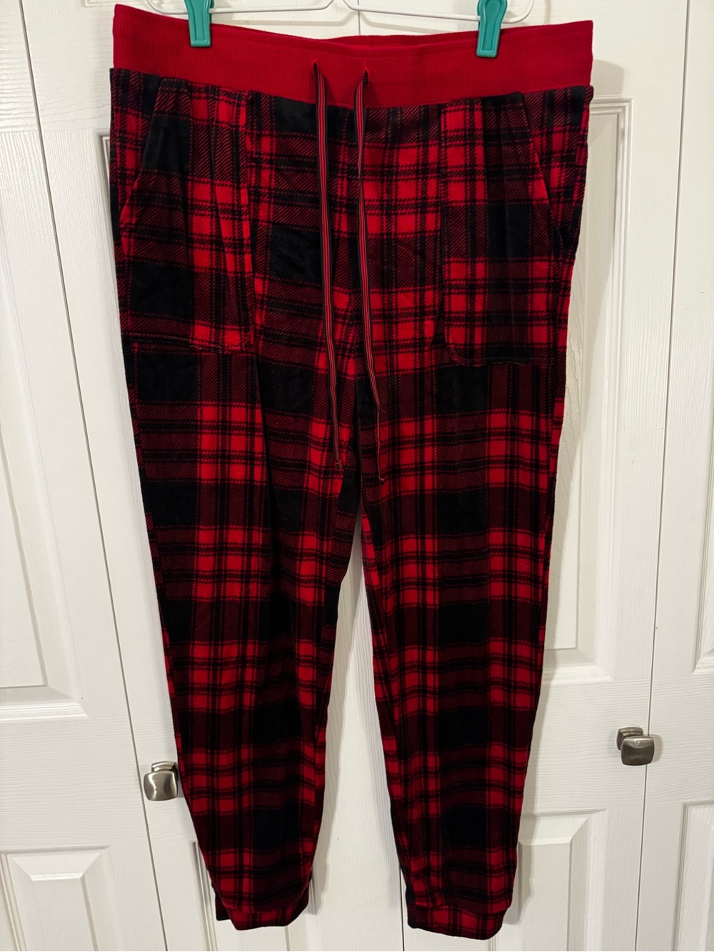 Nautica Red and Black Plaid Jogger Pants